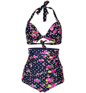 Cocoship Flora Polka Vintage Bikini Swimsuits Swimwear