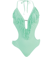 Marina West Women's Fringed Plunge Monokini Swimsuit